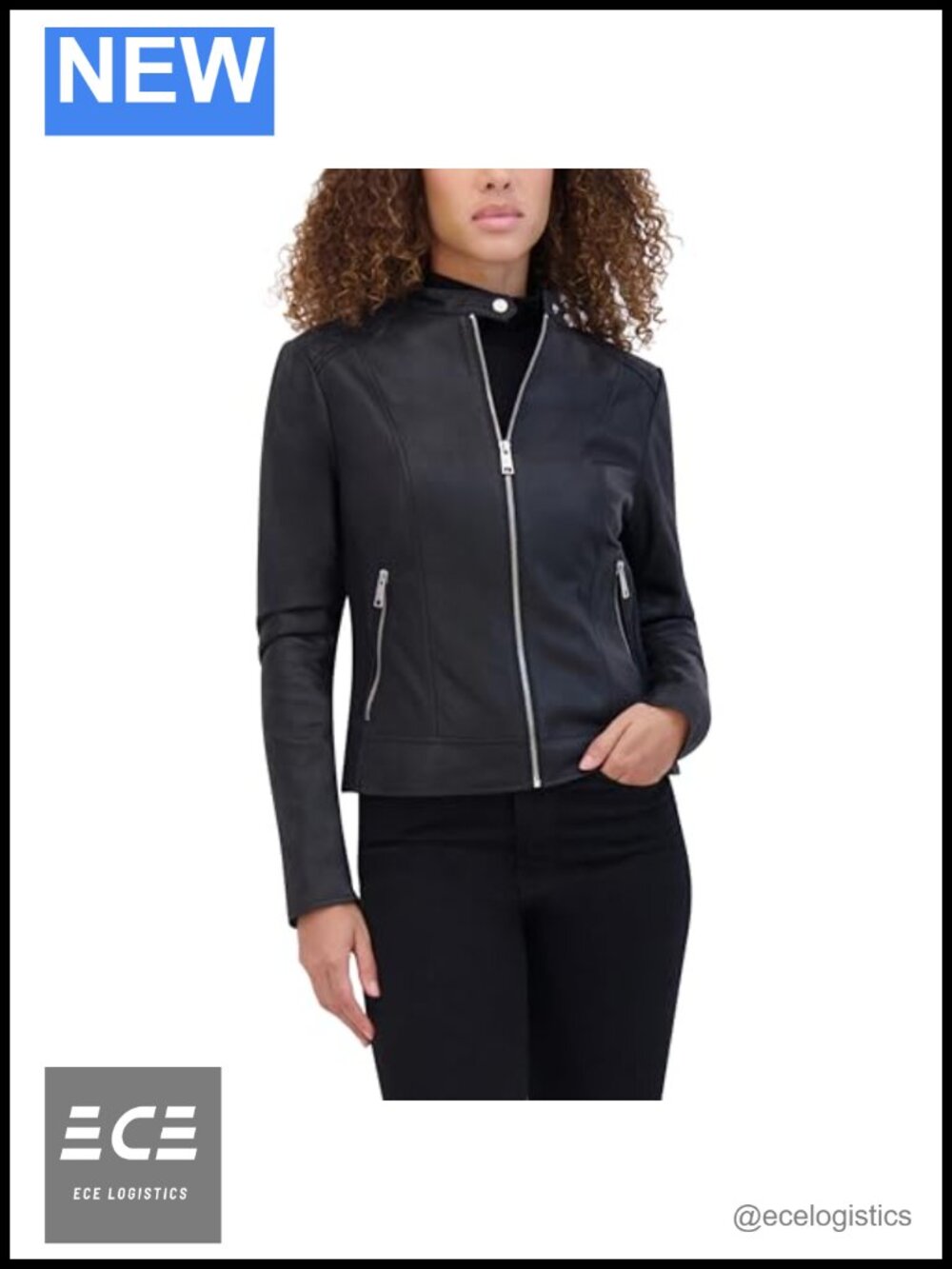 Lightweight Leather Racer Jacket Long Sleeve Fitted Notch Collar